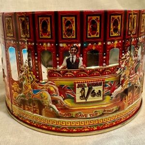 Vintage Carousel Tin with Red and Gold Accents